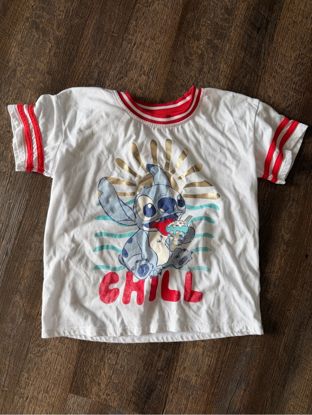 Disney Lilo & Stitch “Chill” Graphic Ringer T-Shirt | Cat & Jack | Large (10/12)